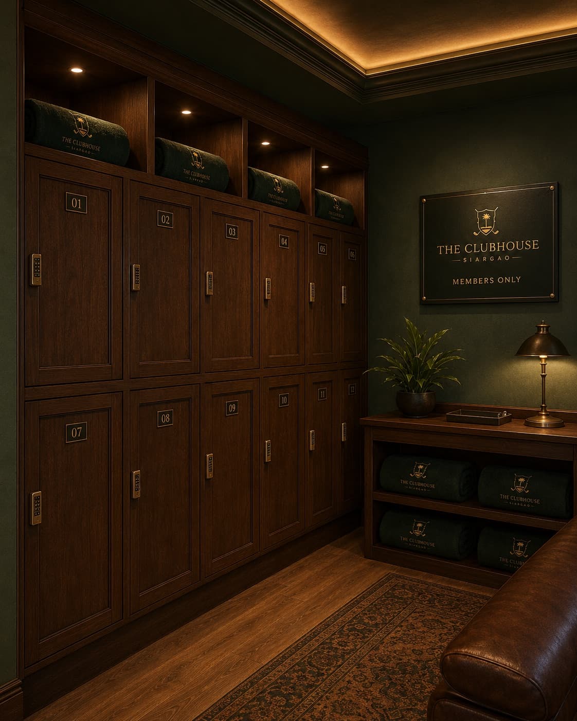 Warm wood member lockers for golf bags and gear