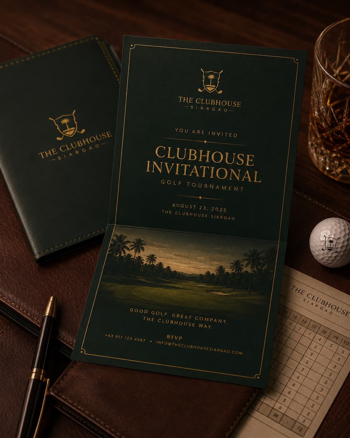 Premium tournament invitation collateral for The Clubhouse Siargao